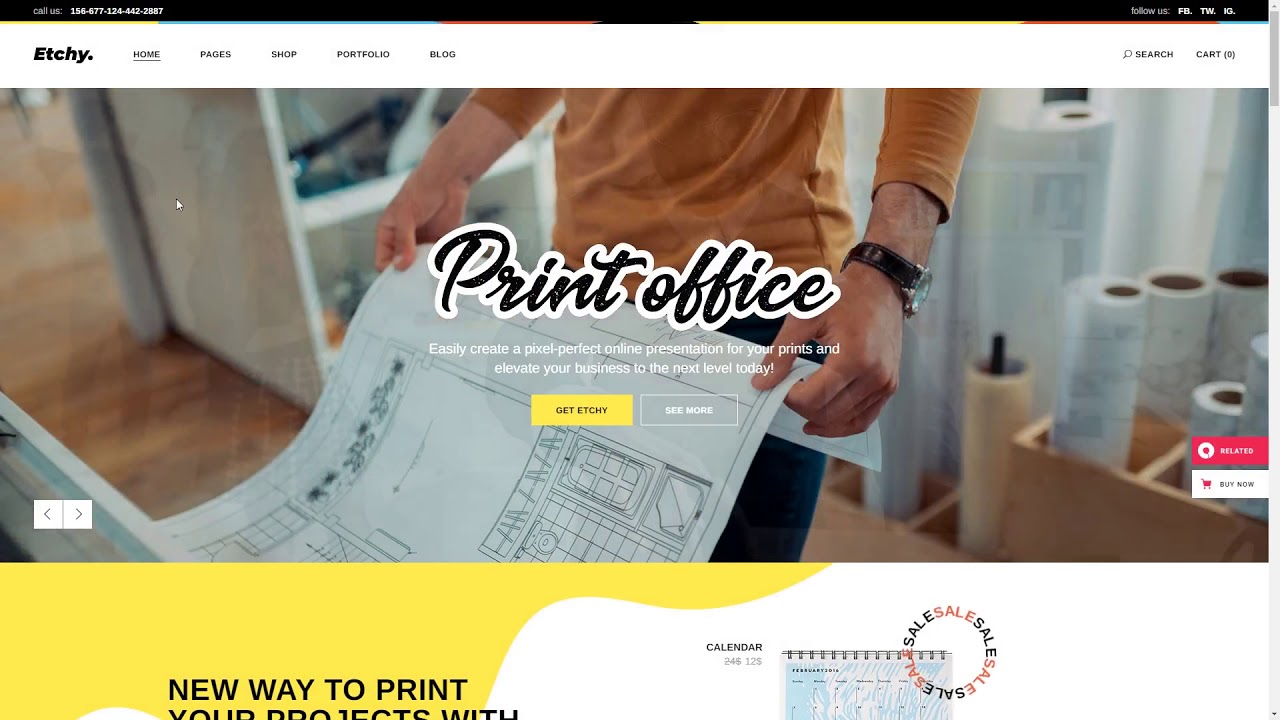 Etchy - Print Shop WordPress Theme elementor photocopying Yoshitaka