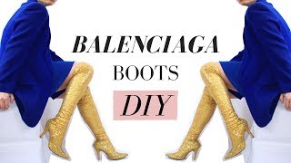 How to DIY Michelle Obama Gold Sequin Glitter Thigh-High Boots