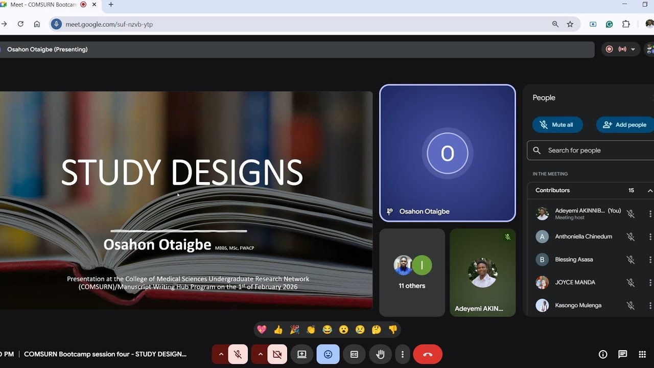 COMSURN Research Bootcamp 4th session - STUDY DESIGNS By Dr. Osahon Otaigbe