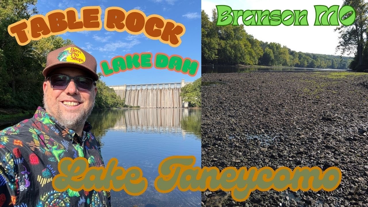 Exploring The Low Water Levels On Lake Taneycomo By Table Rock Lake Dam | Walking On Bottom Of Lake