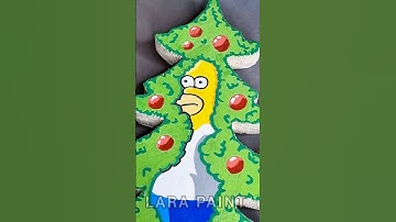 Drawing Homer Simpson in a Christmas Bush Meme with Posca Markers! 🎄🍩🎅  #shorts