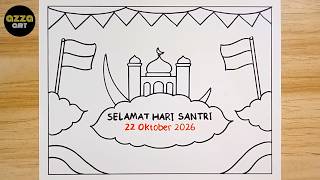 Menggambar Poster Hari Santri Nasional yang Mudah dan Simpel - Gambar Poster Hari Santri Nasional 😍