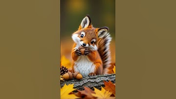 Cutest Squirrel-Fox Hybrid Holding an Acorn! 🐿️🦊🍂#Shorts #CuteVideo #DigitalArt #viral #ai #trending