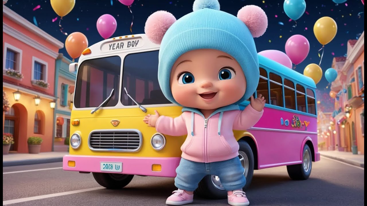 Party Bus New Year Trip Song | Fun Vehicles & New Year Nursery Rhyme for Kids | Baby Learning Song