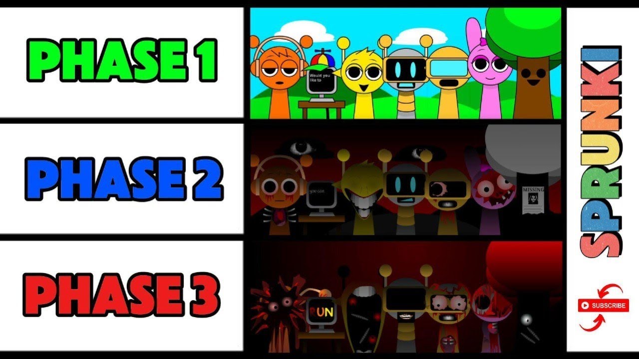 Sprunki phase 1 vs phase 2 vs phase 3 - Incredibox Sprunki all phases ...