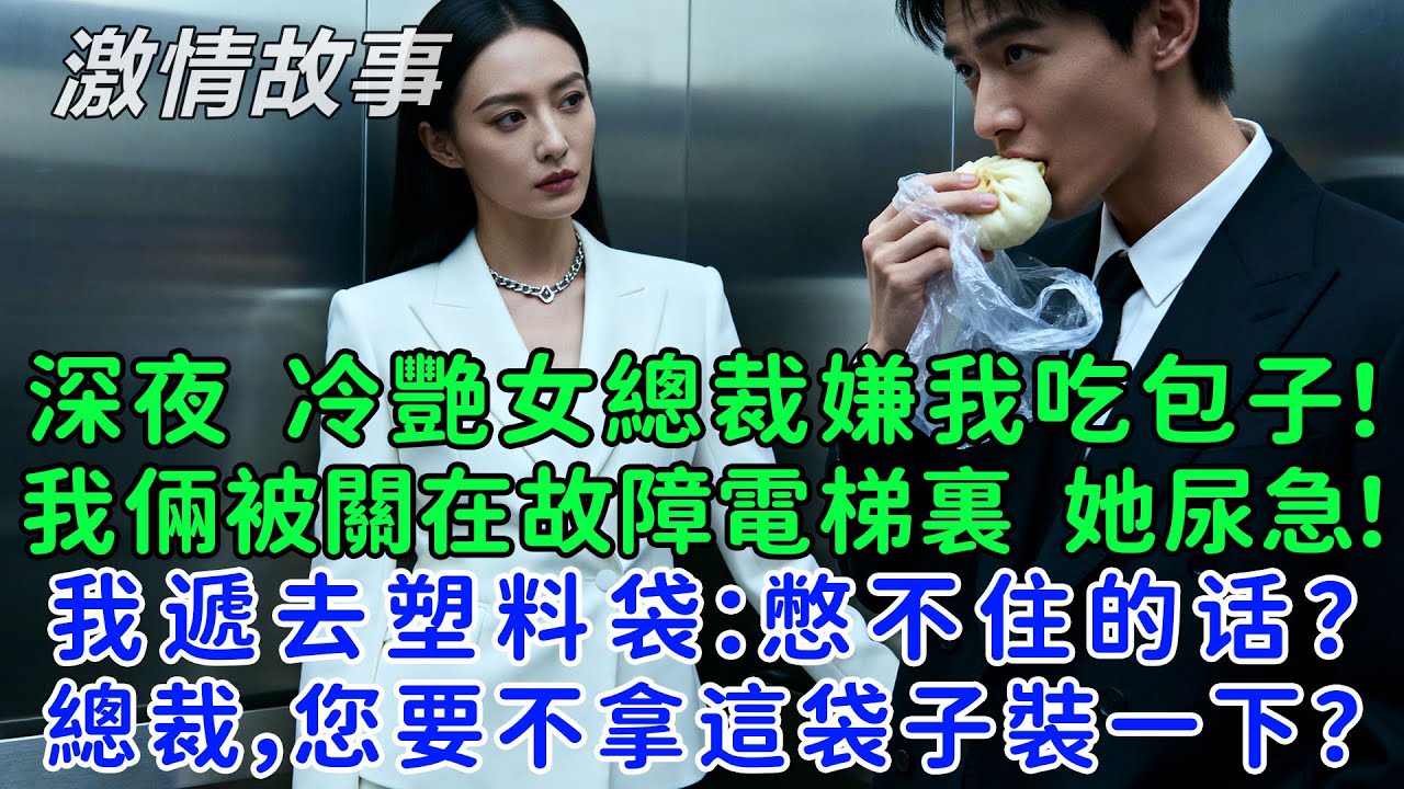 美女總裁嫌棄我吃包子，全靠我裝包子的塑料袋子幫助了她！被關在故障的電梯裏，而她突然尿急！我遞過去裝包子的塑料袋：總裁，你急的話要不用這個袋子裝一下？