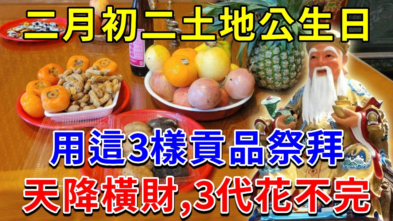 二月初二土地公生日，用這3樣貢品祭拜福報最大！讓你財運立刻飆升，連旺30年，鬼神看了都眼紅