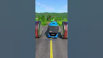 Colorful City Buses & Dumper Truck vs Hydraulic Crush - BeamNG.drive #shorts #beamngdrive #beamng