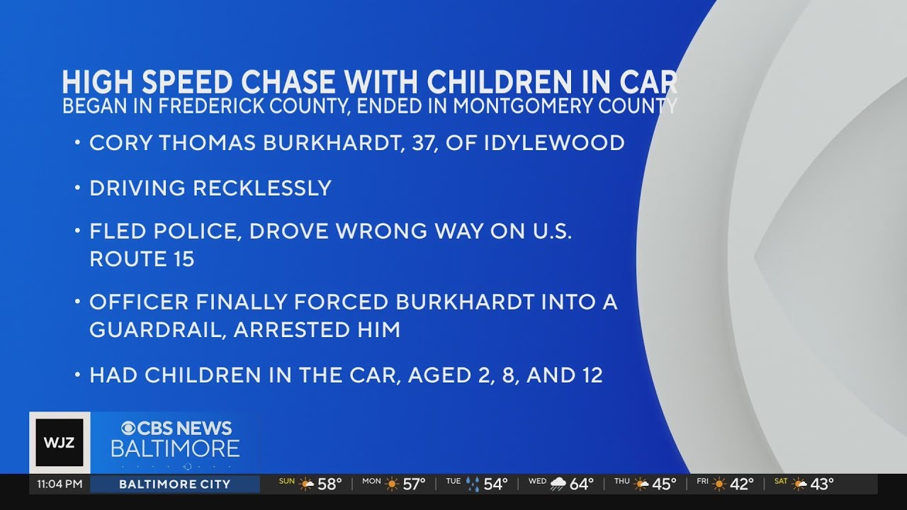 Baltimore County man leads police on wild car chase with children in ...