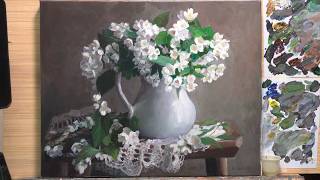 写实静物油画直播回放，西洋山梅花- YouTube