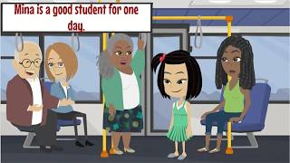 Mina is a good student for one day.  - Conversation in English - Mina English
