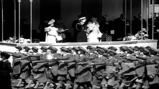King George and Queen Elizabeth inspect 20,000 members of home-guard defense unit...HD Stock Footage
