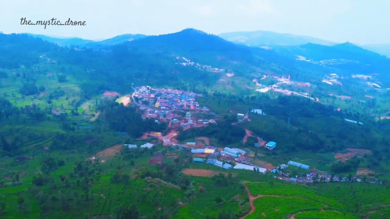 Drone view Nilgiris | flying above the green bed | | village Views | 