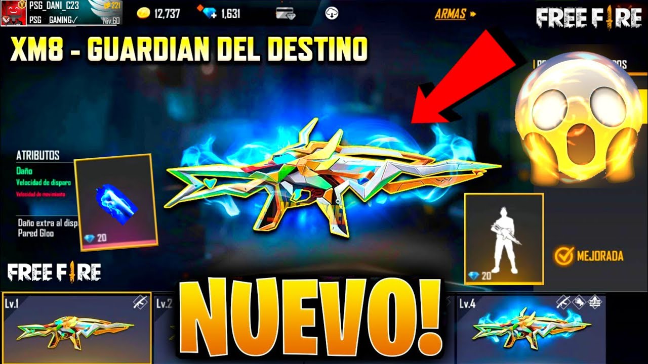 🔥LLEGÓ! NUEVA ARMA EVOLUTIVA XM8 GUARDIAN DEL DESTINO En FREE FIRE! SALEN NUEVOS PUÑOS DE RAYO - YouTube