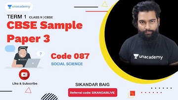 CBSE Sample Paper 3 Term 1 Class 9 Social Science Code 087 Session 2021-22 | Sikandar Baig Sir