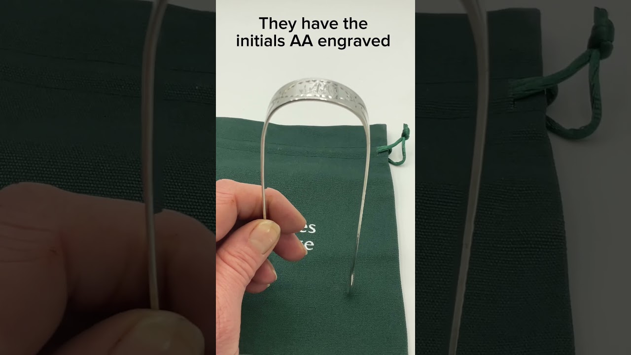 Antique Georgian 1700s Sterling Silver Sugar Tongs, AA Engraved 