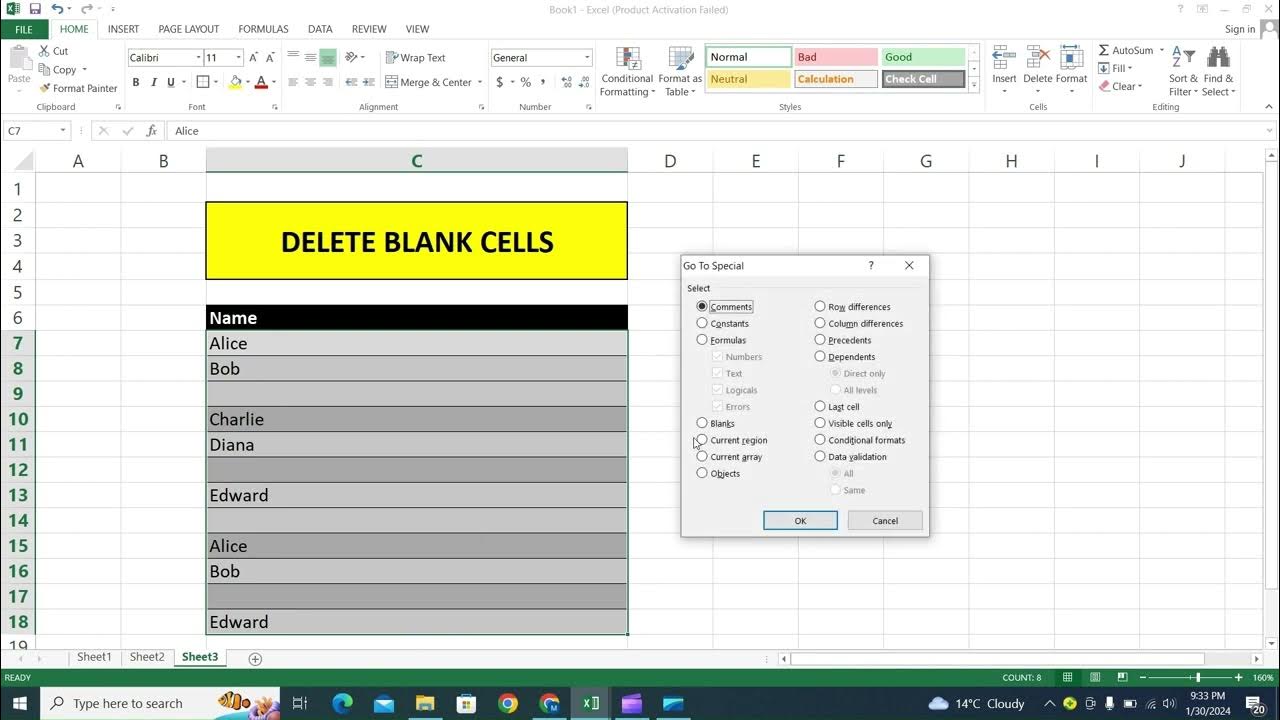 Delete blank cells in excel delete empty cells in excel how to