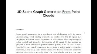 3D Scene Graph Generation From Point Clouds