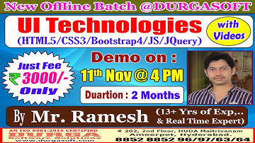 UI Technologies Offline Training @ DURGASOFT