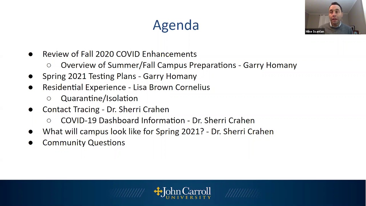 JCU Spring Semester Plan Webinar | Class of 2023 and 2024 | Jan. 5, 2021