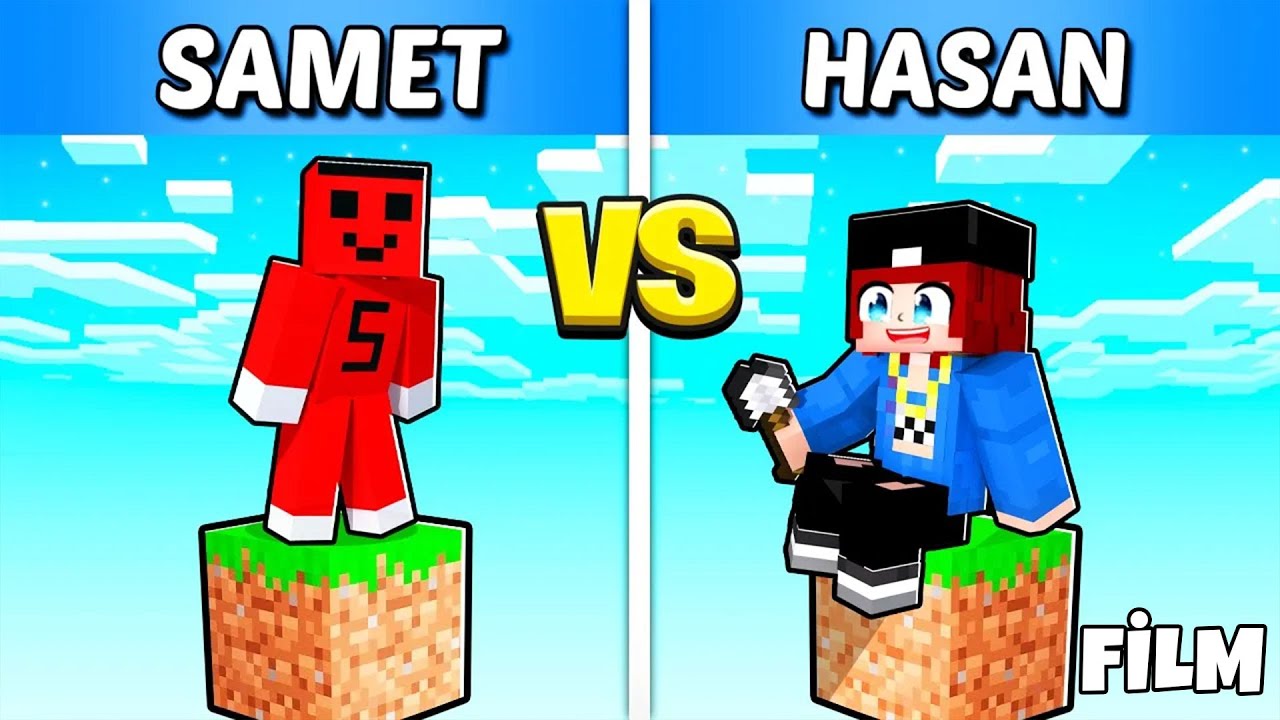 Minecraft TEK BLOK ama Samet vs Jr Hasan Kapışıyor !! - Minecraft