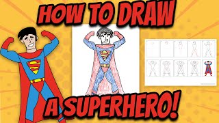 How to Draw a Superhero Man | Step by Step Tutorial | Mrs. Merry Printables
