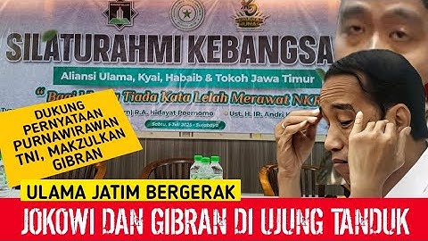 ULAMA JATIM BERGERAK, DUKUNG PURNAWIRAWAN TNI. JOKOWI DAN GIBRAN DI UJUNG HANDUK