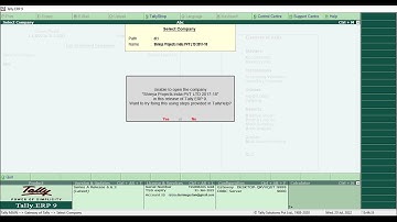unable to open the company in Tally ERP 9