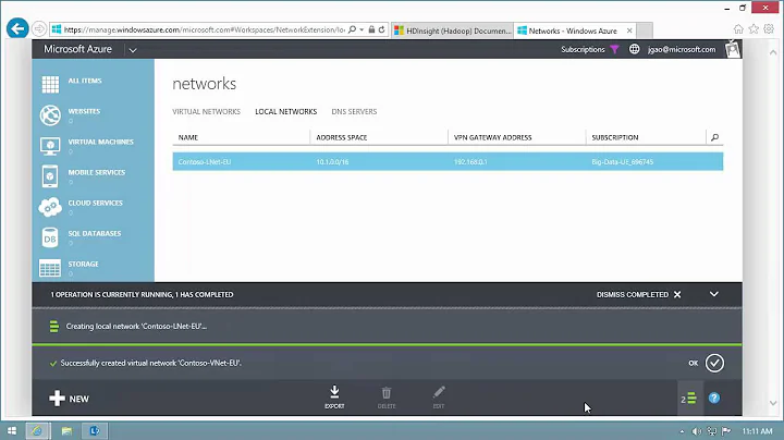 Configure the site-to-site VPN connection between two Azure virtual networks