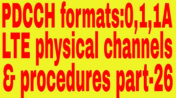 4G/LTE physical channels and procedures part-26,PDCCH formats-0,1,1A,niladri nihar nanda