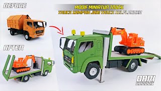 MODIFICATION MINIATURE GARBAGE TRUCK INTO A SELF LOADER TRUCK FROM CARDBOARD - HANDMADE MINIATURE
