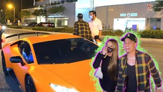 Austin Mcbroom And Catherine Paiz Arrive At Boa In Their Lamborghini
