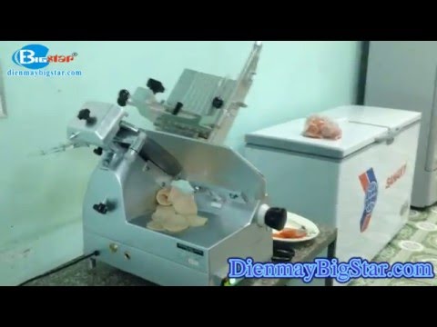 Máy cắt thịt tự động SL-300E chuyên cắt lát thịt chín và thịt đông lạnh.
