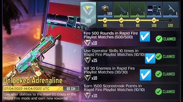 Fire 500 Round Kill 30 Enemies Use Operator Skills 10 times in Rapid Fire Playlist Matches|| CODM ||