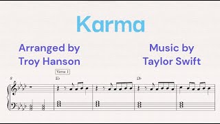 Karma by Taylor Swift Easy Piano Arrangement