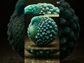 A hyper-realistic depiction of a magical, round-bodied bird with lush emerald-green plumage.