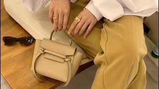 celine pico belt bag next to celine mini belt bag