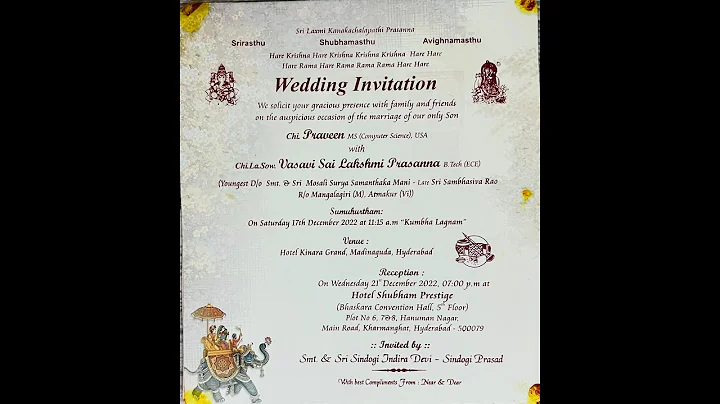 Praveen weds Vasavi Sai Lakshmi Prasanna
