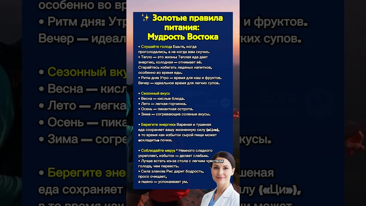 ✨ Золотые правила питания: Мудрость Востока #здоровье #доктор #рекомендации #питание #shorts