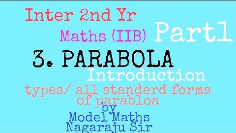 PARABOLA Part1 by Nagaraju Sir//class12/ 2nd yr MathsIIB//