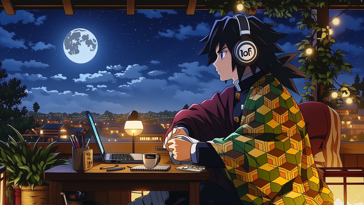 Quiet Moonlight Study Time ☕ Anime Lofi 🌙 Cozy Night Focus