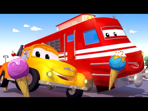 Çekici Tom  - Tren Troy Tren Raylarından Çıktı - Araba Şehri 🚚  Çocuklar için çizgi filmler