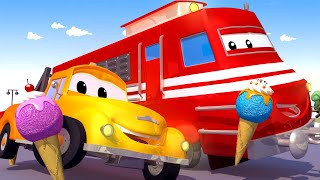 Çekici Tom  - Tren Troy Tren Raylarından Çıktı - Araba Şehri 🚚  Çocuklar için çizgi filmler