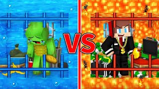 Mikey WATER vs JJ LAVA Prison Survival Battle in Minecraft (Maizen)