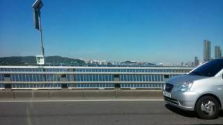 Korea, Seoul. Taxi drive to the Minsokchon