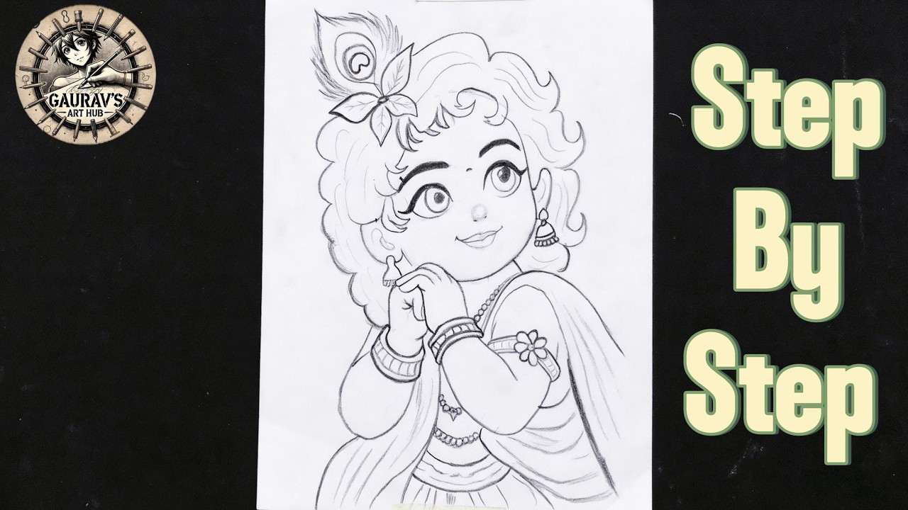 Cute krishna ji drawing || Easy drawing || Pencil drawing