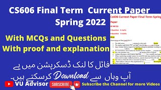 cs606 final term current paper spring 2022| cs606 current paper 2022| cs606 final term current paper