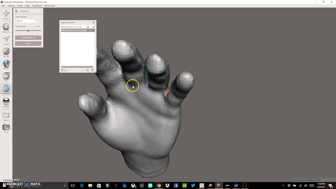 Scultping a 3D Scanned Hand in Meshmixer (2 of 3) YouTube