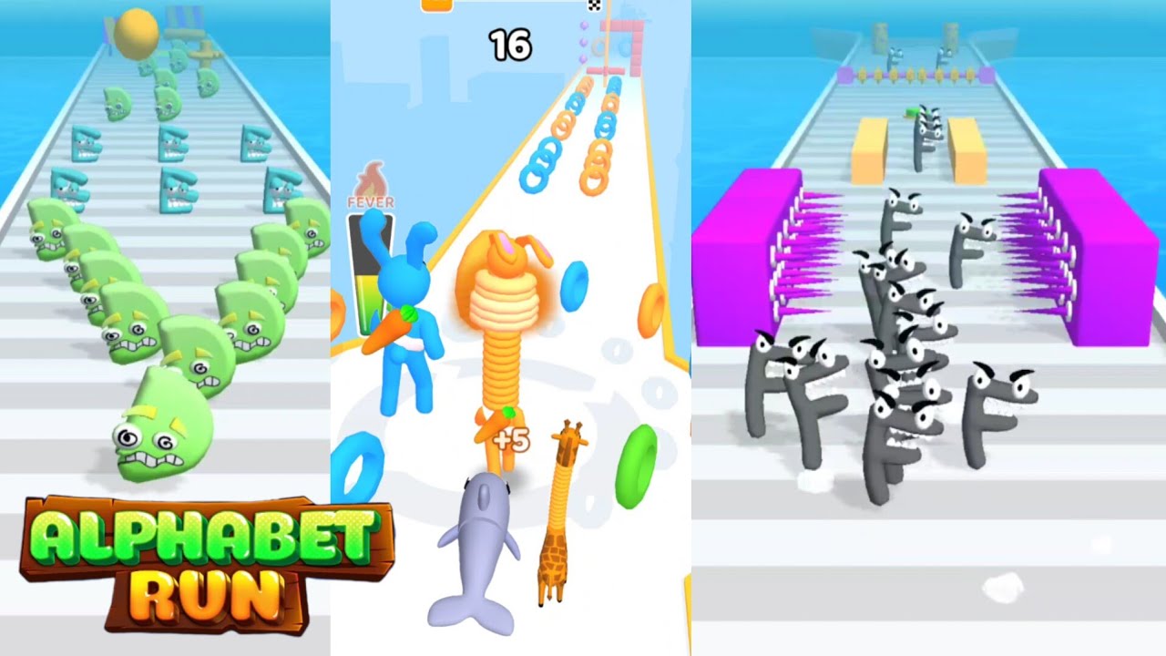 Alphabet Lore Run 3D (D-F Max Level) + Long Neck Run 3D Max Level Gameplay
