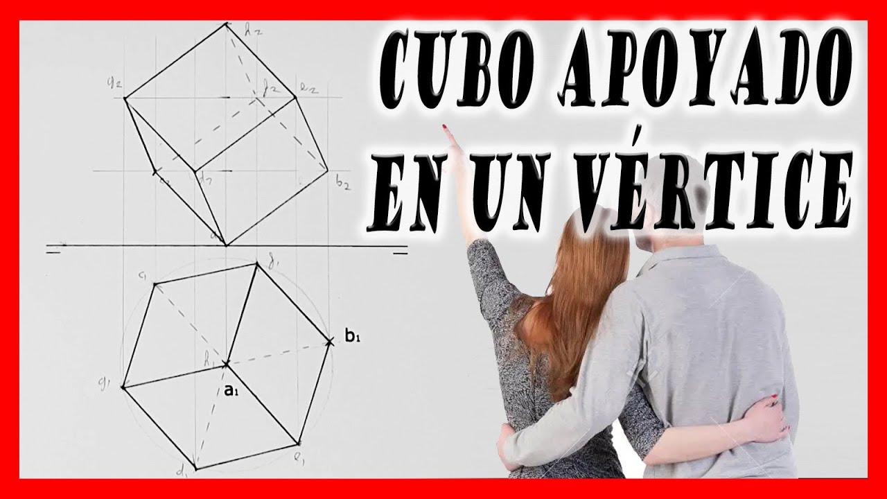 CUBO apoyado en un vértice 😀 Hexaedro en DIEDRICO